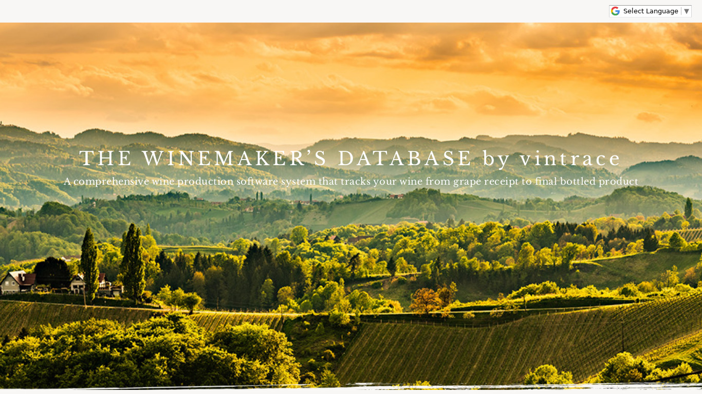 Winemaker's Database Landing page
