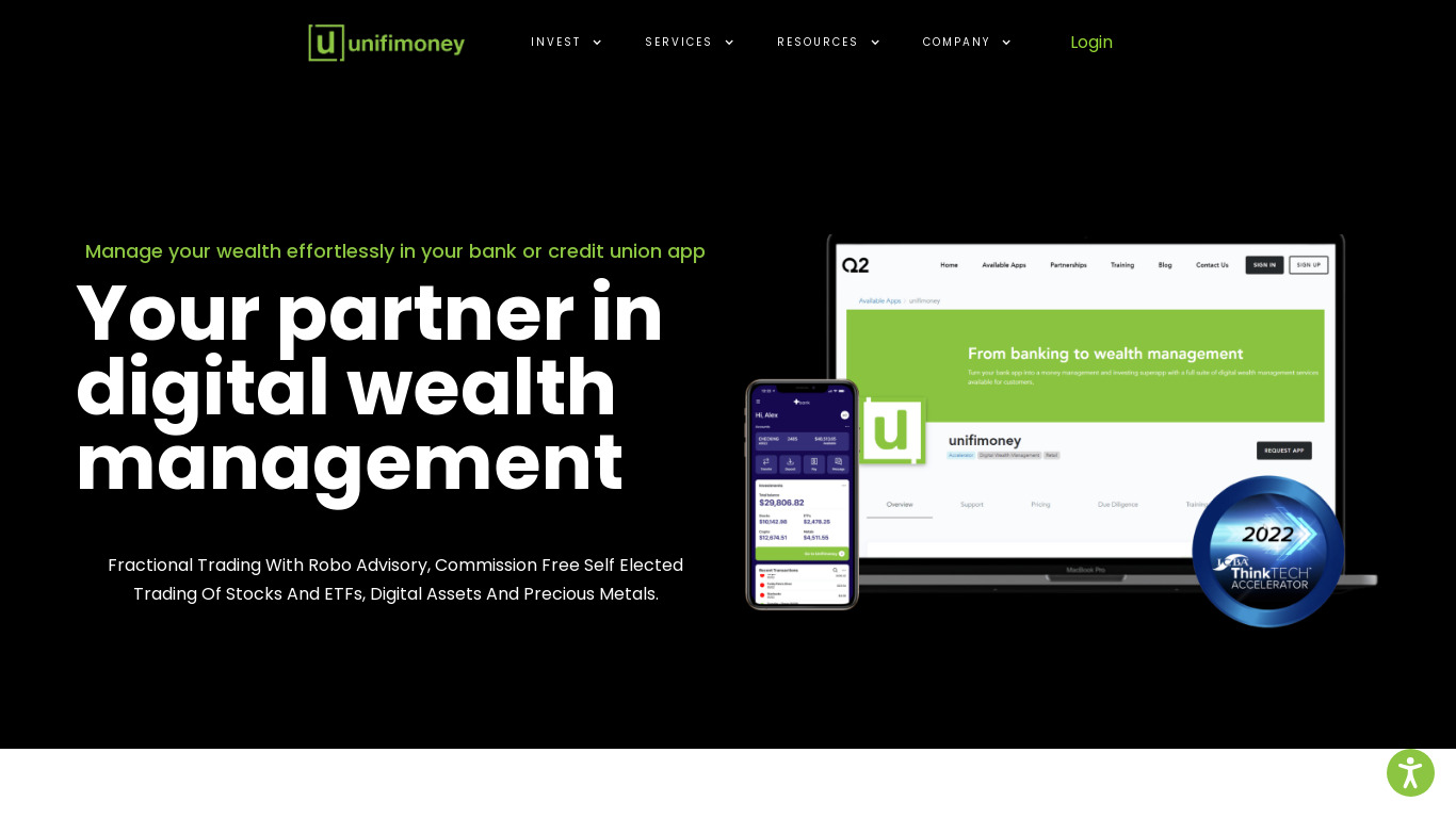Unifimoney Landing page