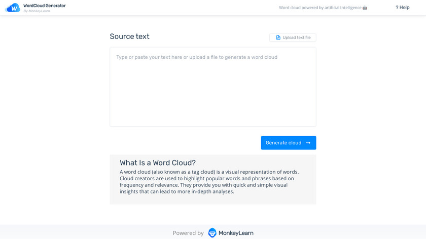 Word Cloud by MonkeyLearn Landing Page