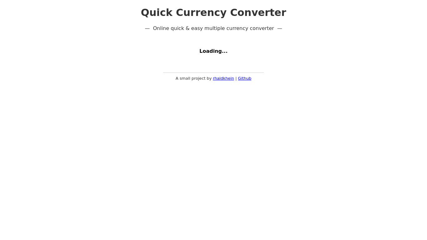 Quick Currency Converter Landing page