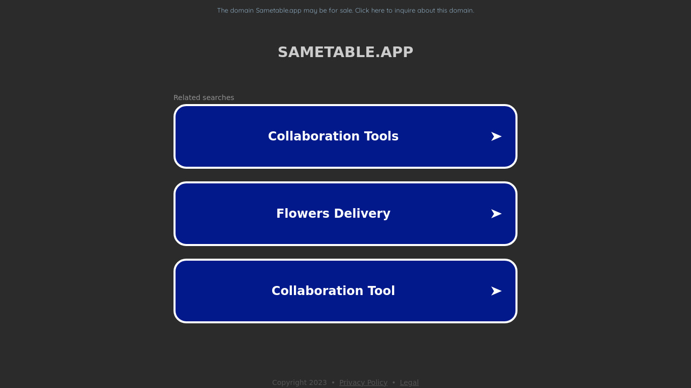 Sametable App Landing page
