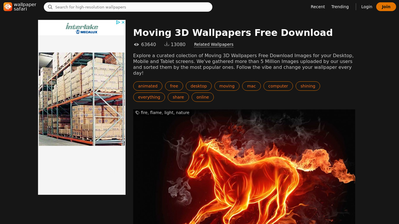 3D Wallpapers Backgrounds Landing page