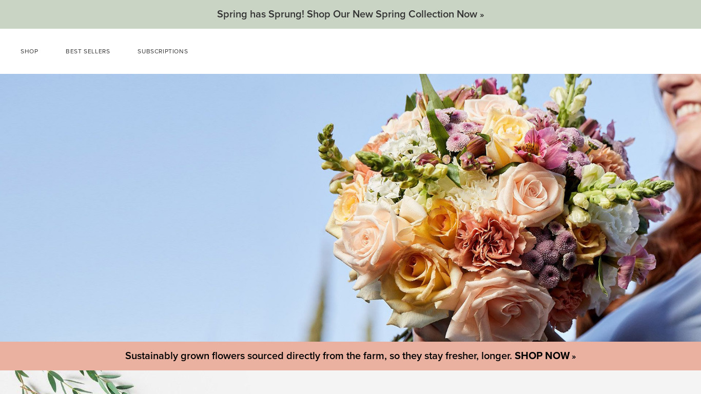 The Bouqs Landing page