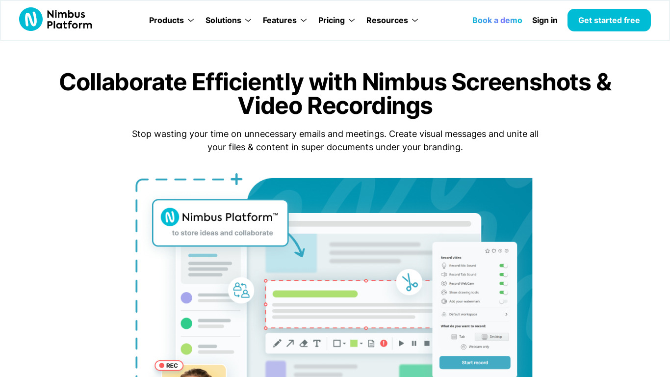Nimbus Screenshot Landing page
