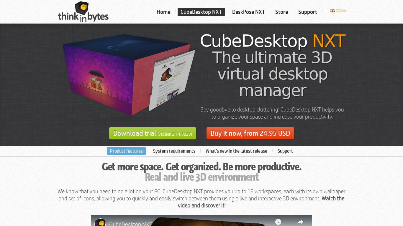 CubeDesktop NXT Landing page