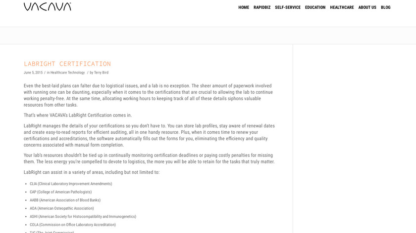LabRight Certification Landing Page
