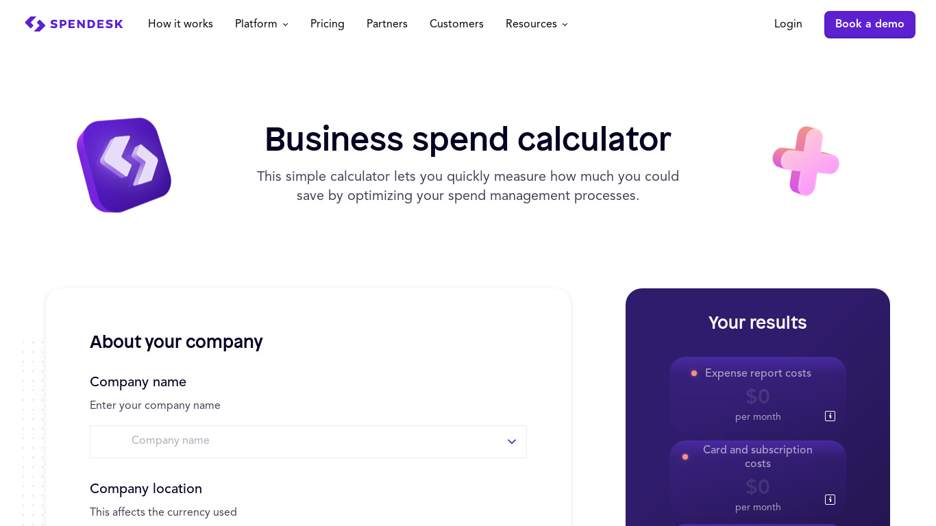 The Expense Calculator Landing page