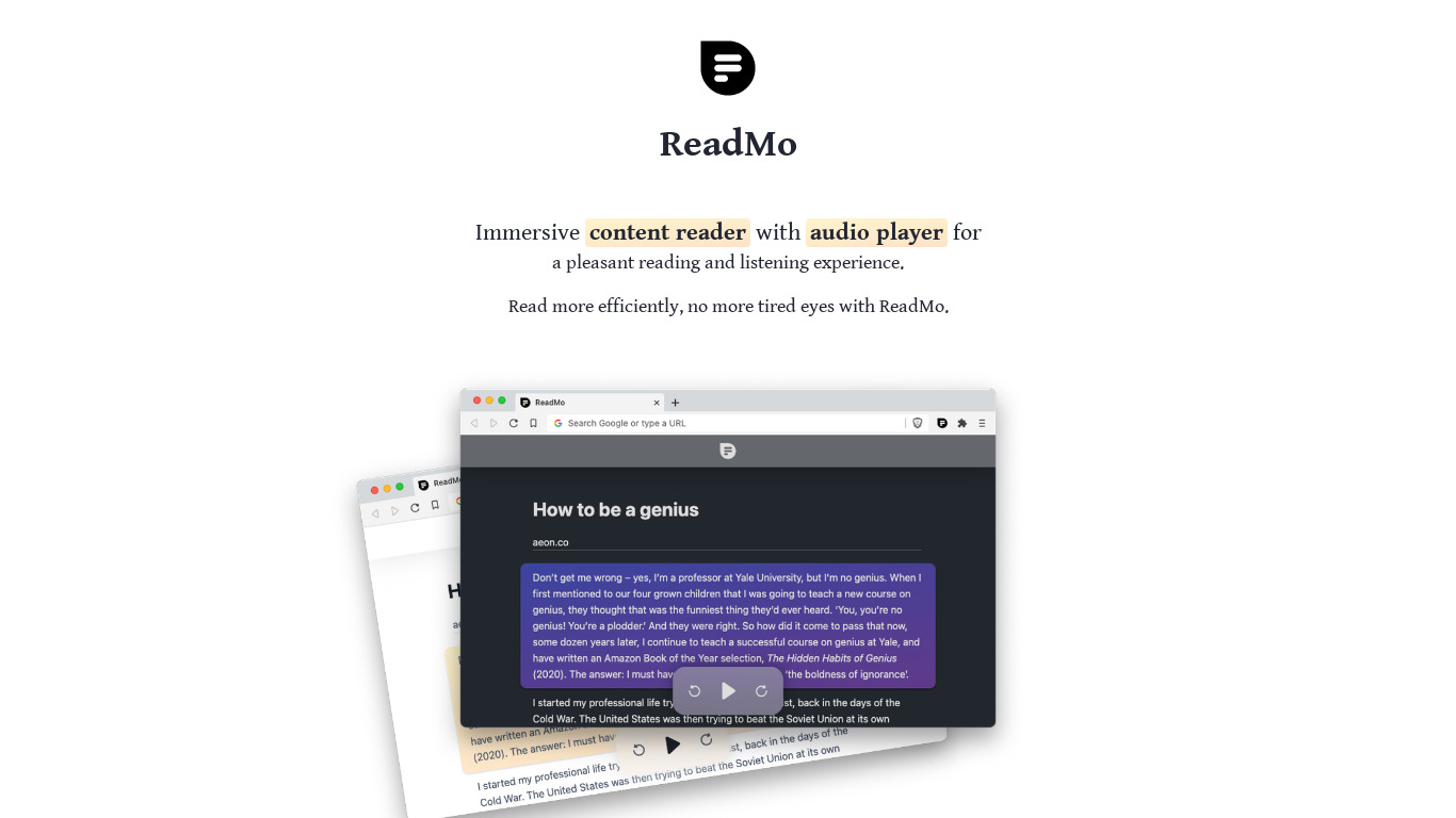 ReadMo Landing page