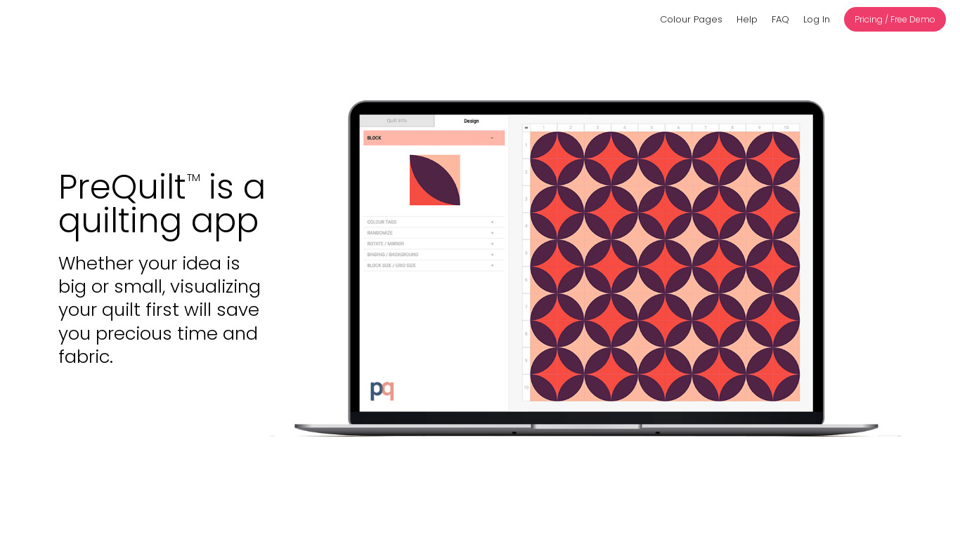 PreQuilt Landing page
