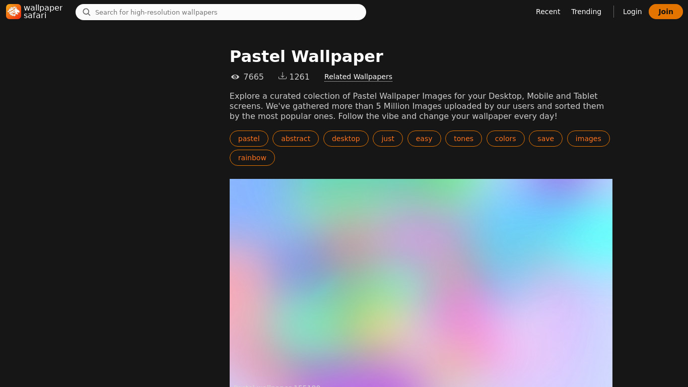 Pastel Wallpapers Landing page
