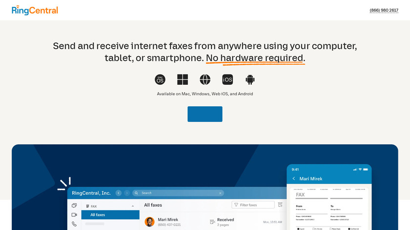 RingCentral Fax Landing Page