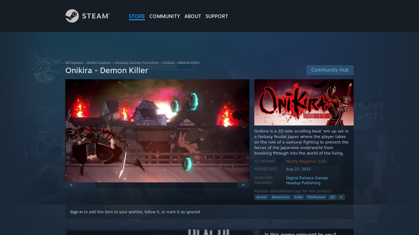 Onikira: Demon Killer Landing page