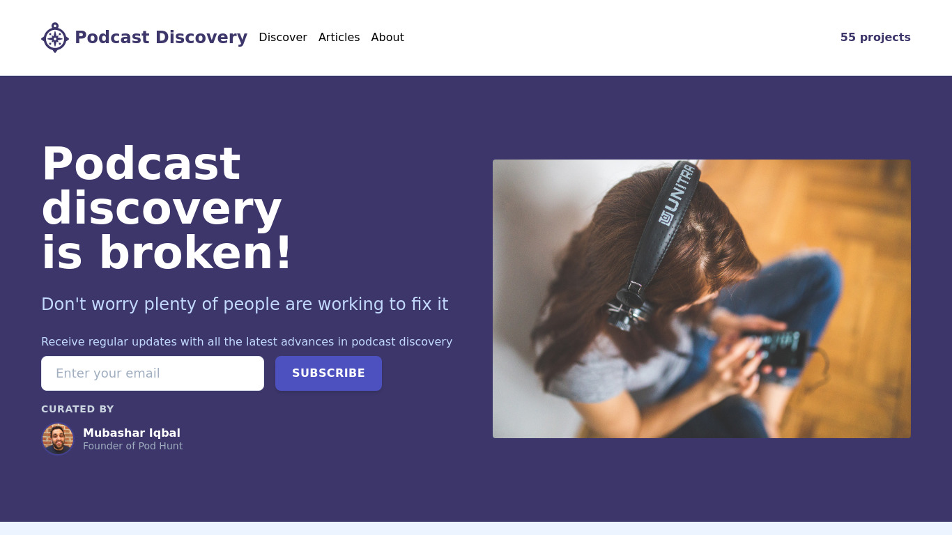 Podcast Discovery Landing page