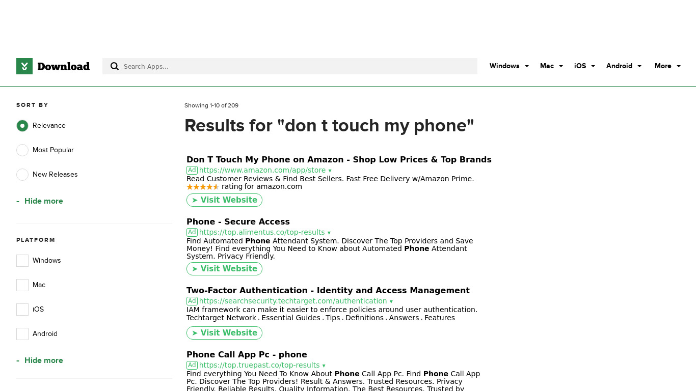 Don’t Touch My Phone Landing page