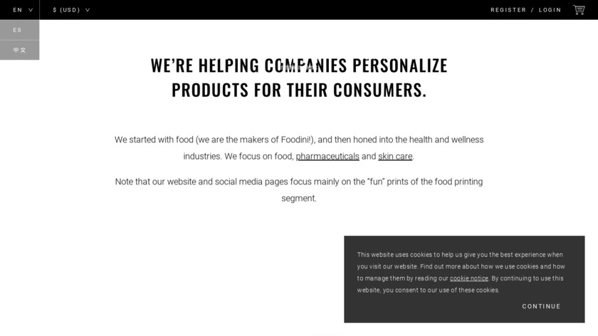 Natural Machines Landing Page