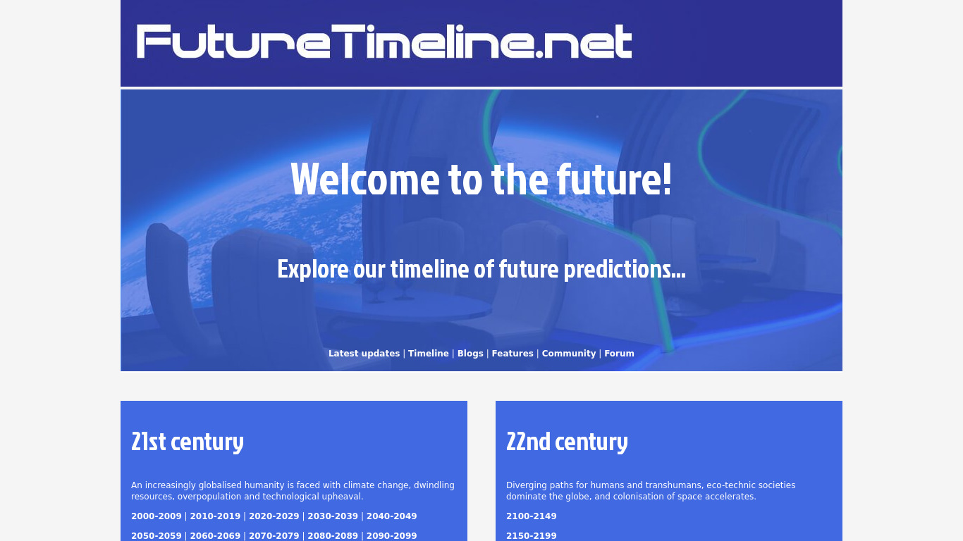 Future Timeline Landing page