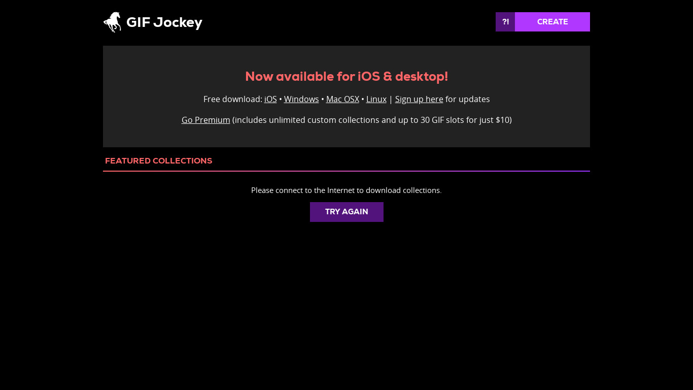GIF Jockey for desktop Landing page