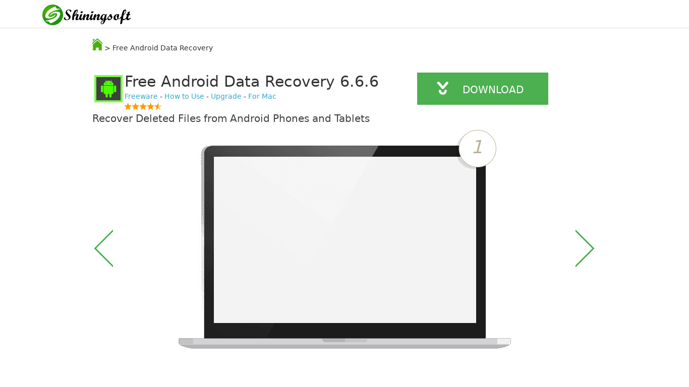 Free Android Data Recovery Landing page