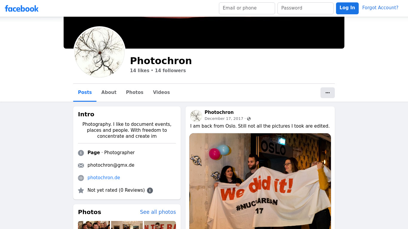 PhotoChron Landing page