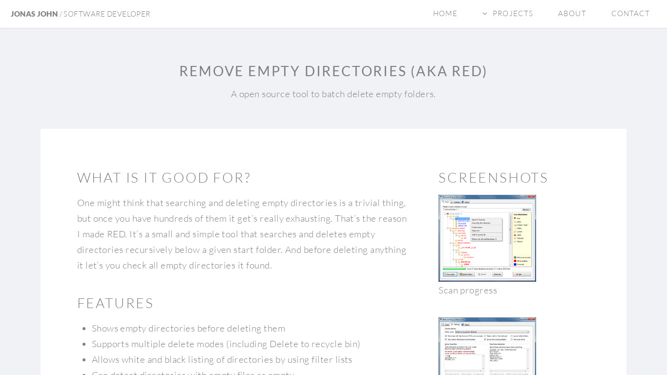 Remove Empty Directories (RED) Landing page