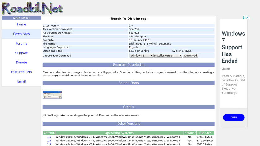 Roadkil’s Disk Image Landing Page