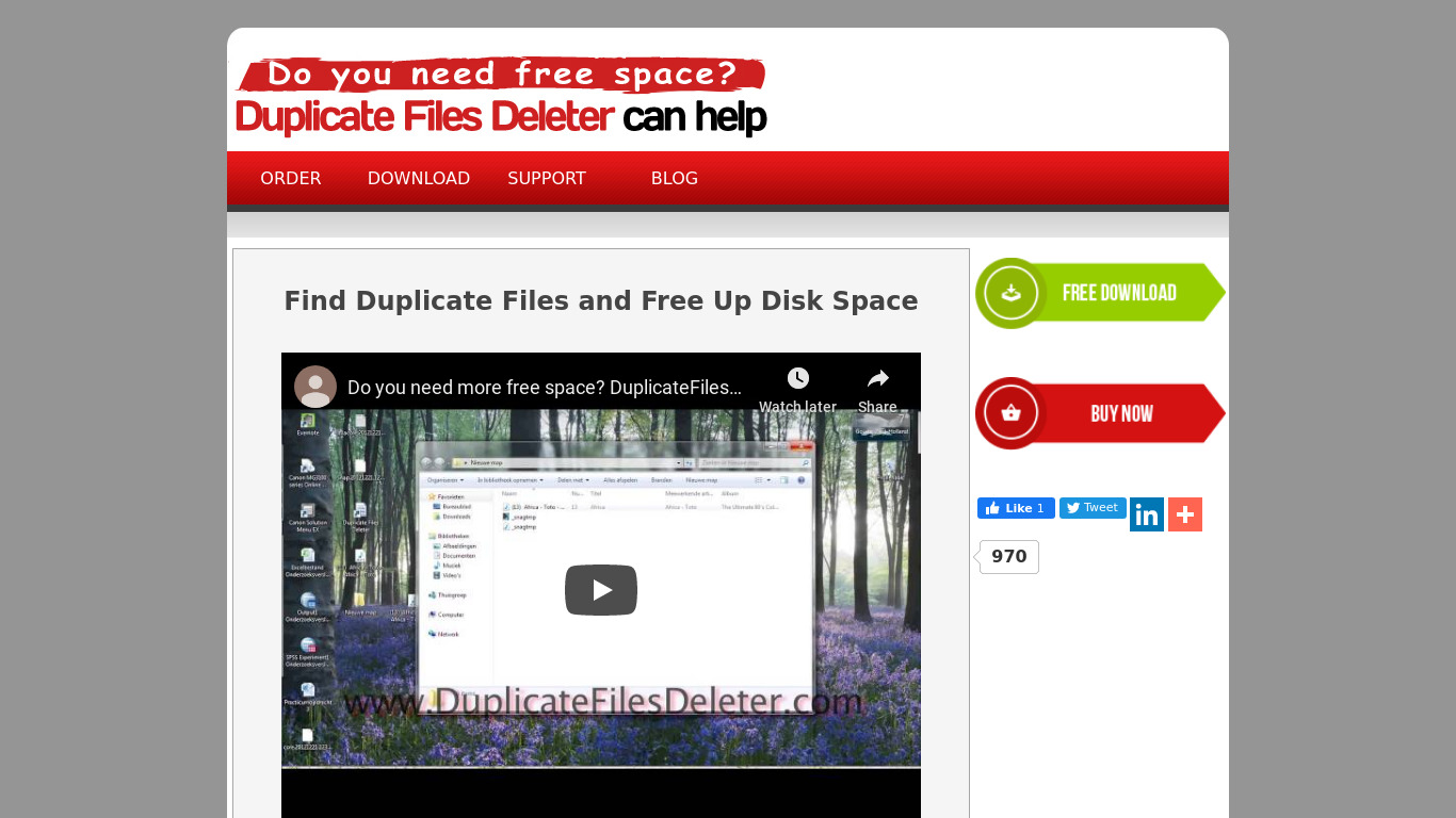 DuplicateFilesDeleter Landing page
