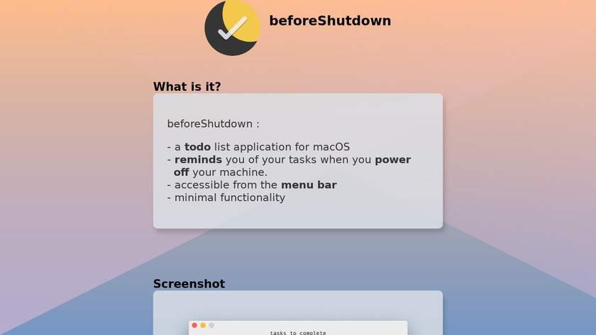 beforeShutdown Landing Page