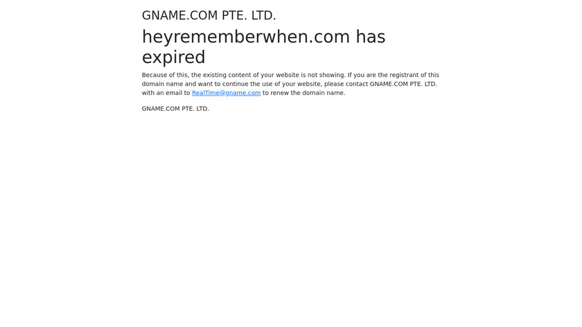 Remember When Landing Page