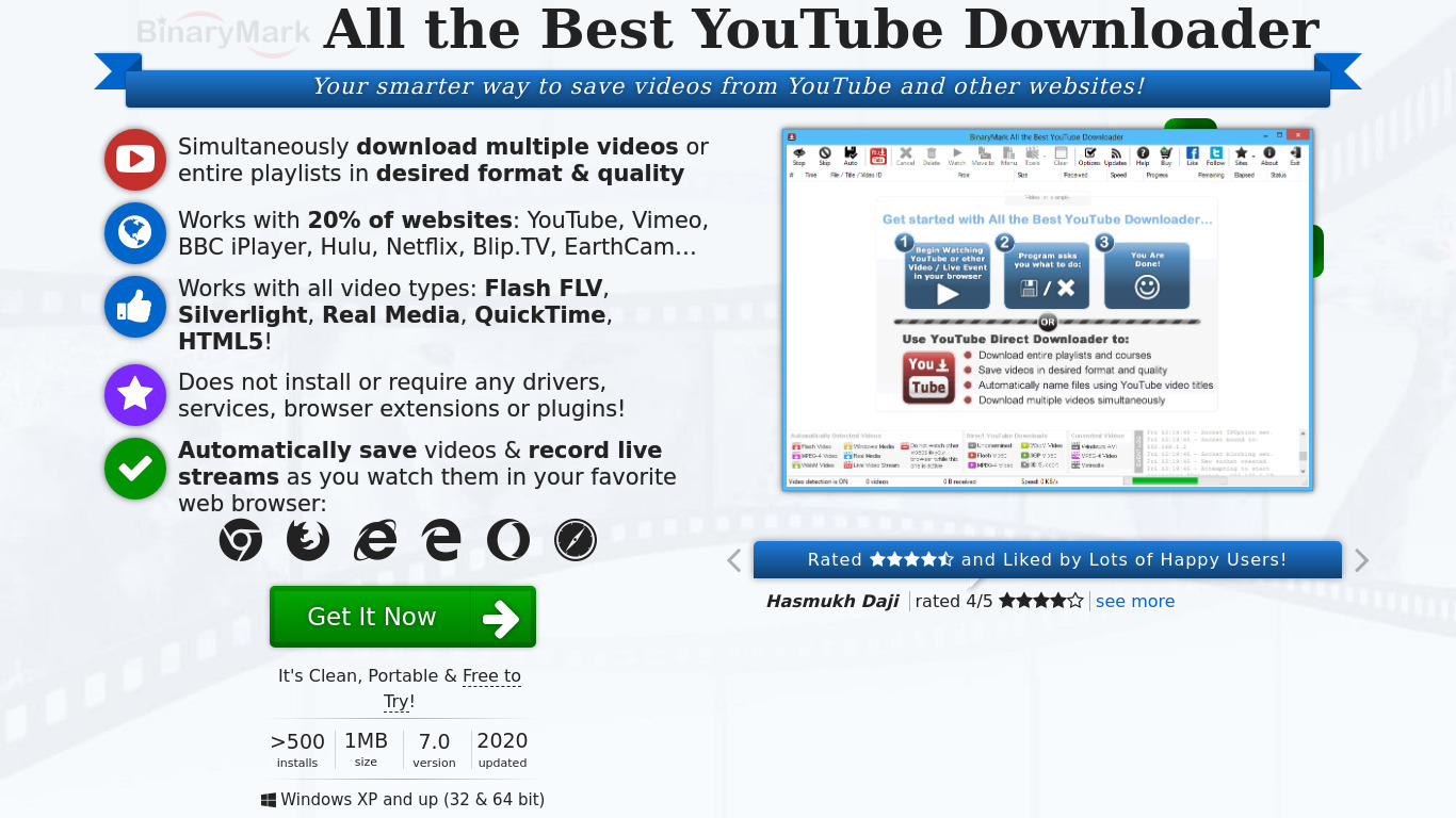 All the Best YouTube Downloader Landing page