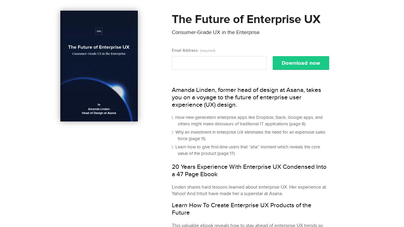 The Future of Enterprise UX Landing page