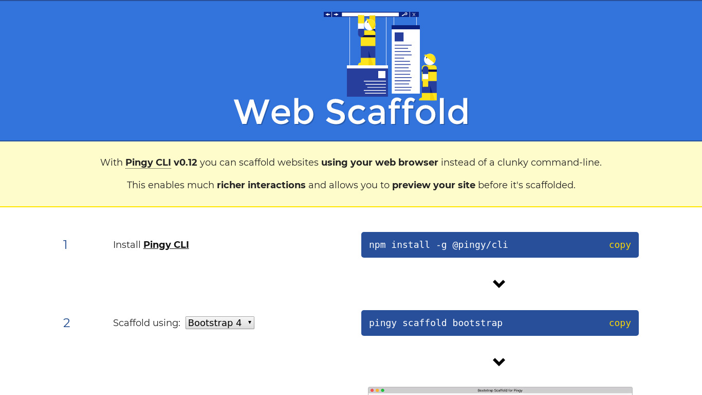 Pingy Web Scaffold Landing page