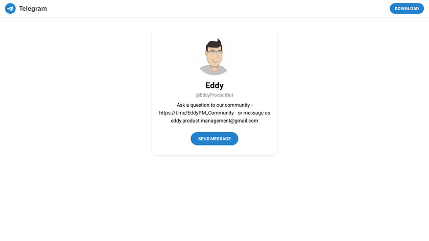 Eddy by Telegram Landing Page
