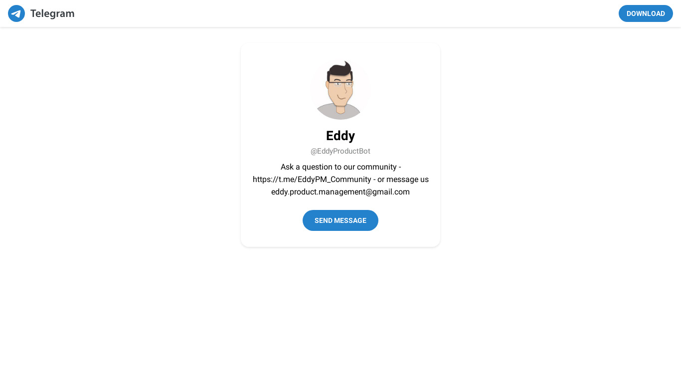 Eddy by Telegram Landing page