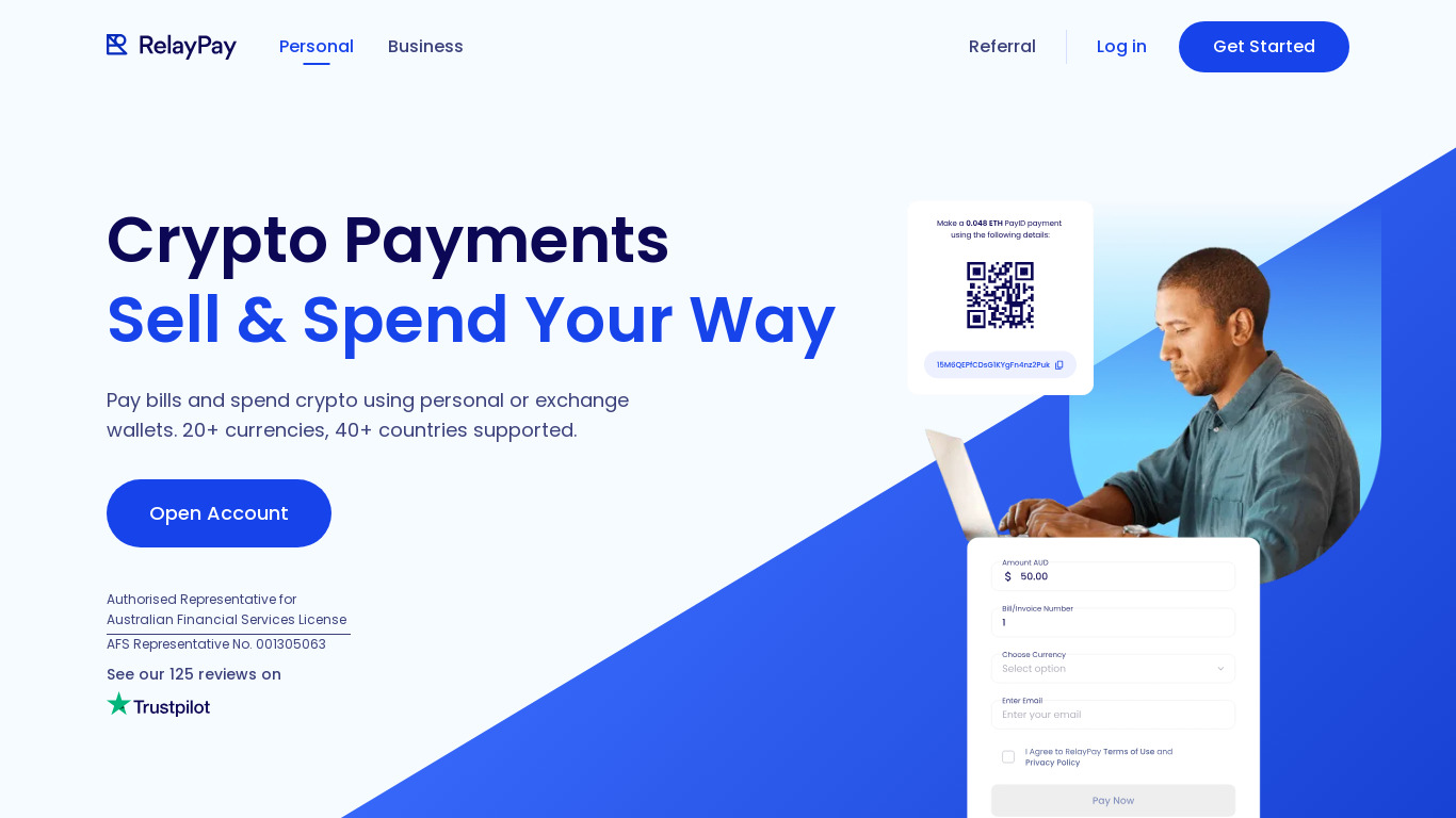 RelayPay.io Landing page