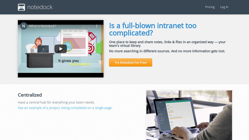 Notedock Landing Page