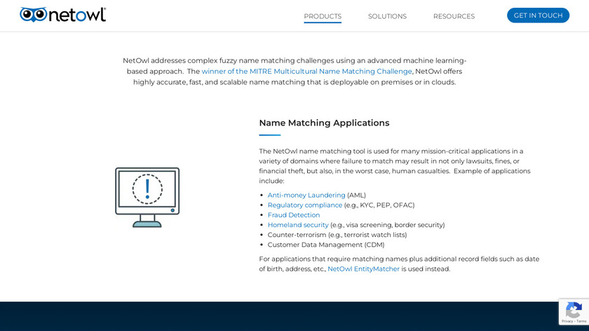 NetOwl Name Matcher Landing Page