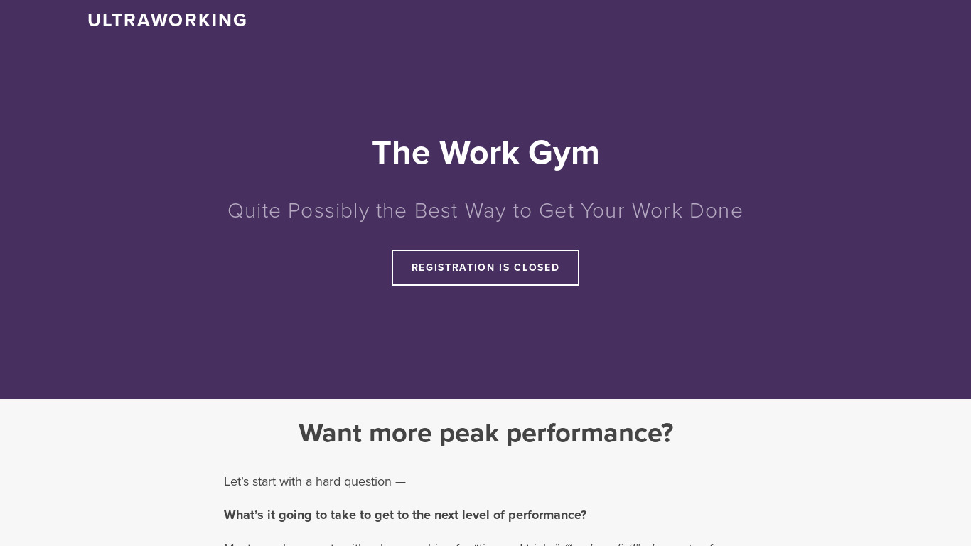 The Work Gym Landing page