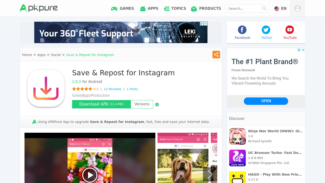 Repost and Save for Instagram Landing page