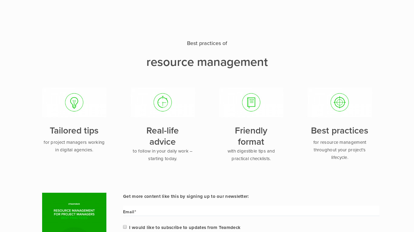 Best practices of resource management Landing page