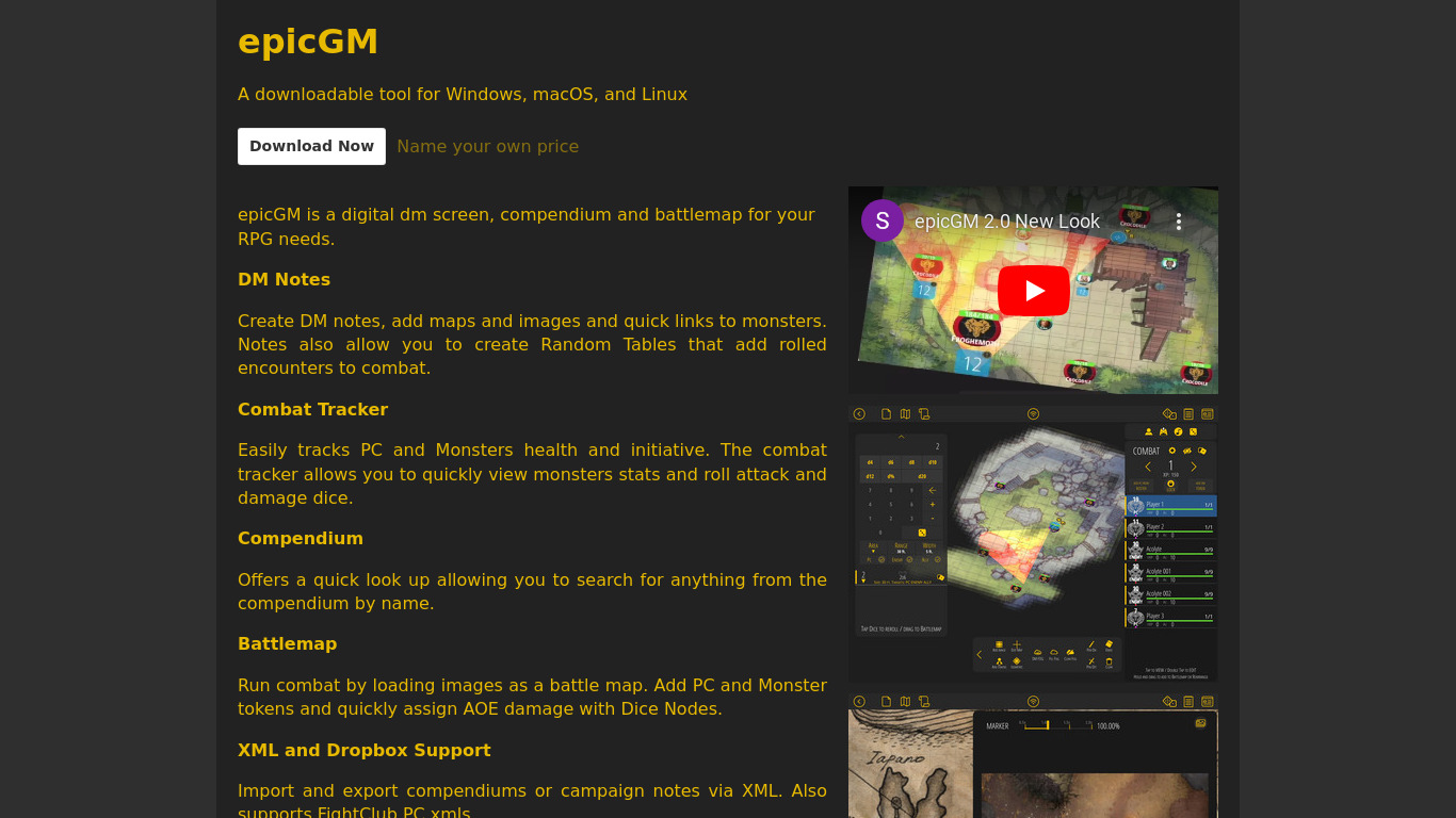 epicGM Landing page