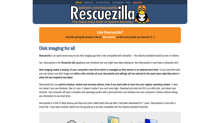 Rescuezilla Landing Page