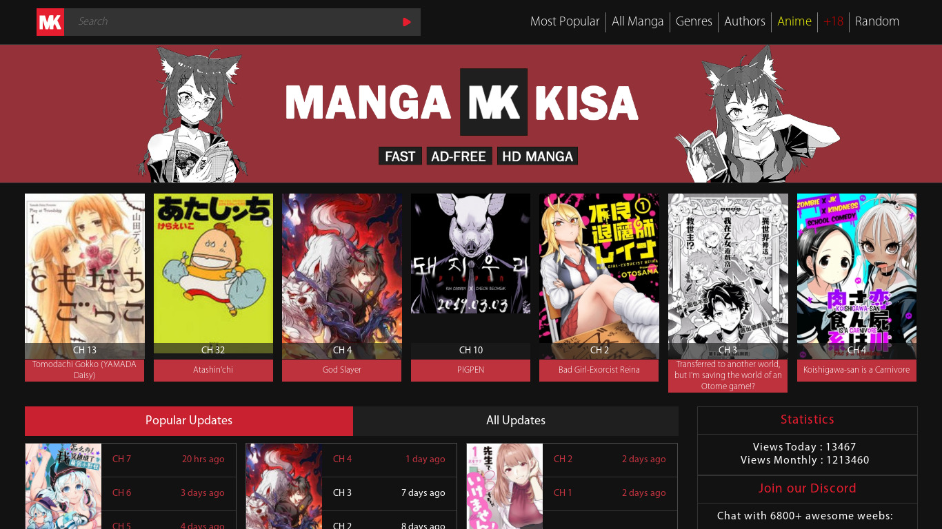 Mangakisa Landing page