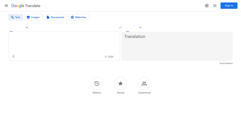 Google Translate Landing Page