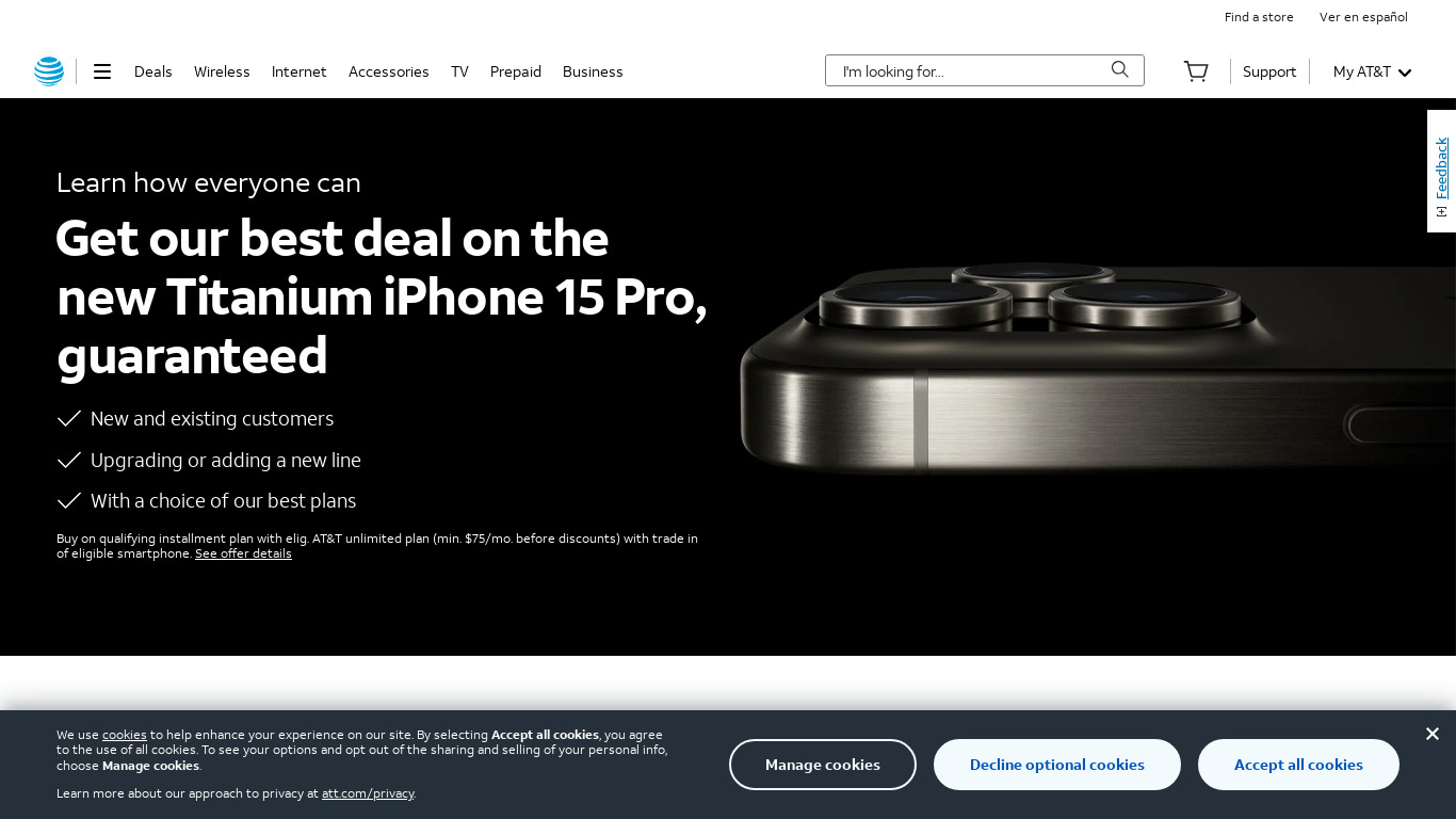 At&t Wireless Landing page