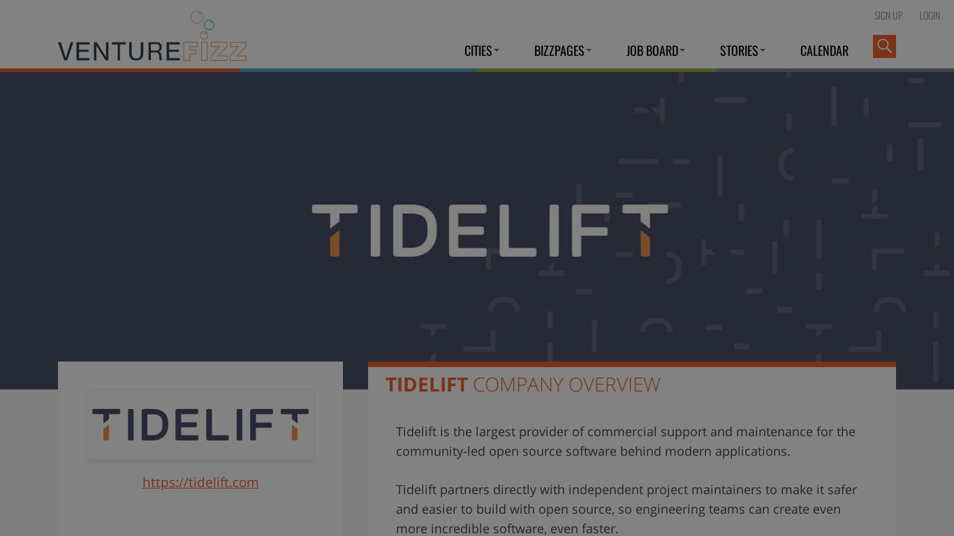 Tidelift Landing page