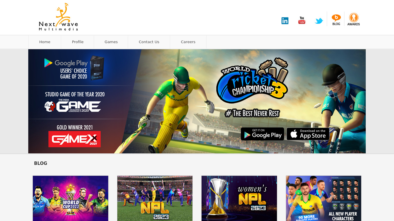 World Cricket Championship 2 Landing page