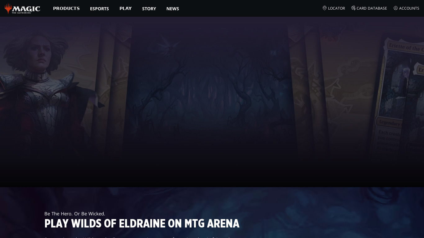 Magic: The Gathering Arena Landing page