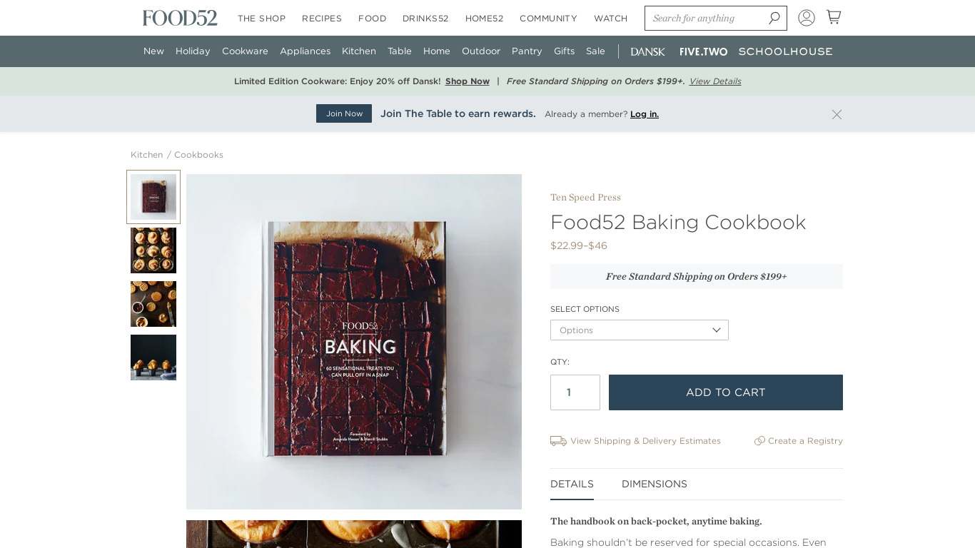 Food52 Baking Cookbook Landing page