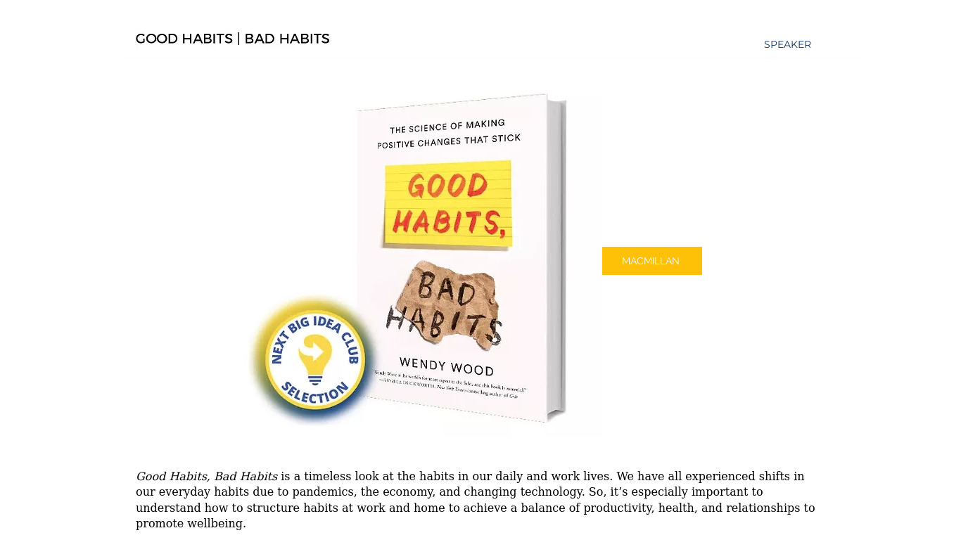 Bad Good Habits Landing page