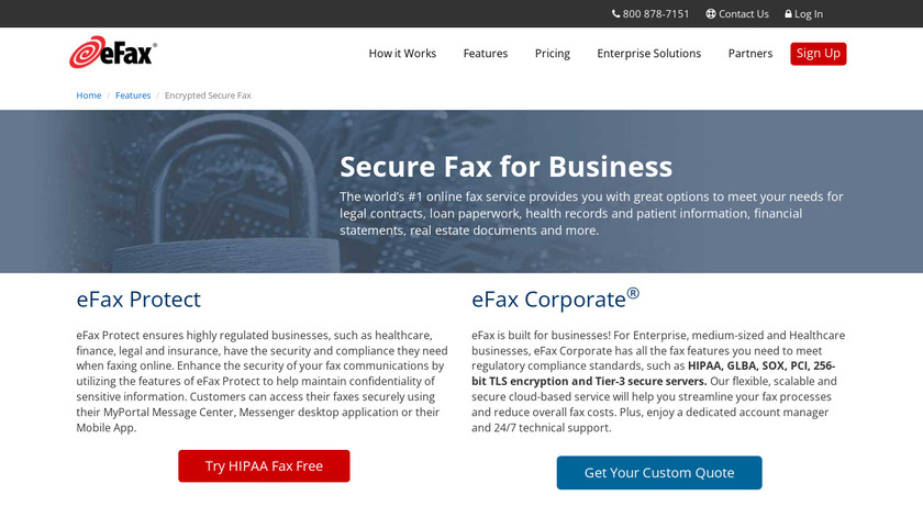 eFax Corporate Landing Page